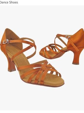 Very Fine Elektra Ballroom Salsa Tango Dance Shoes NWT 8.5 copper/tan/satin